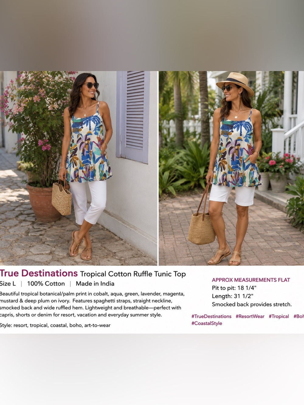 Multicolor Tropical Print Tunic Dress